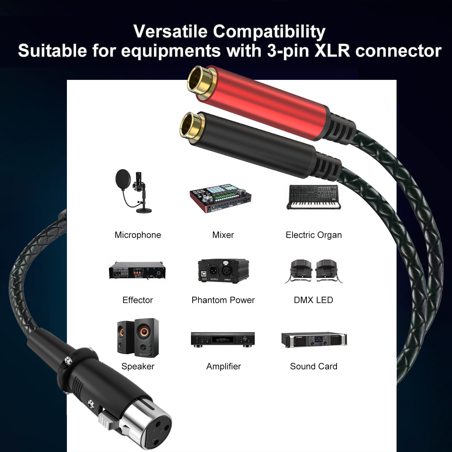 3Pin XLR Female To Dual 6.35mm - đánh giá và giá Earphone Splitter Jack