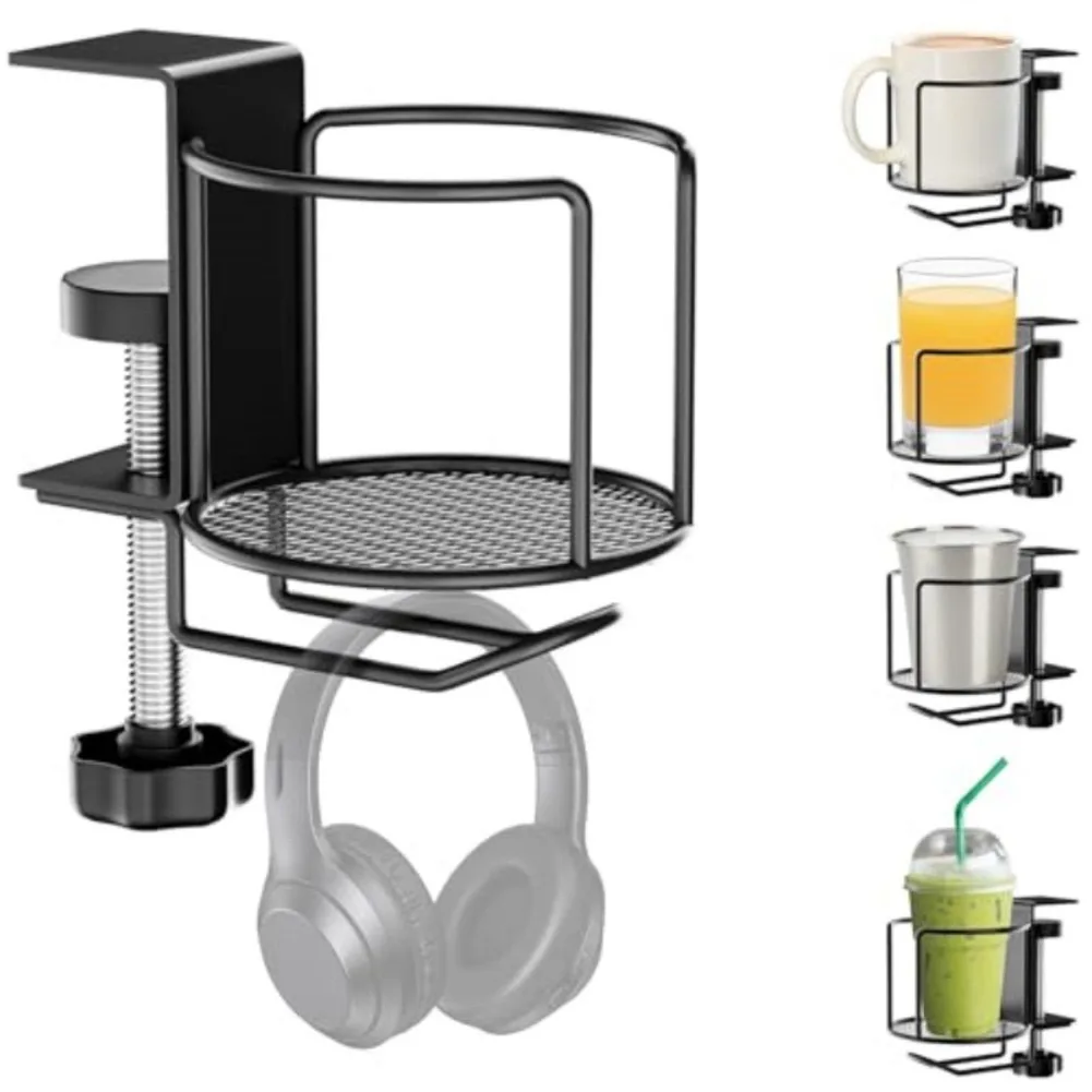 2-in-1 Adjustable Desk Cup Hol - đánh giá và giá Headphone Stand Desk