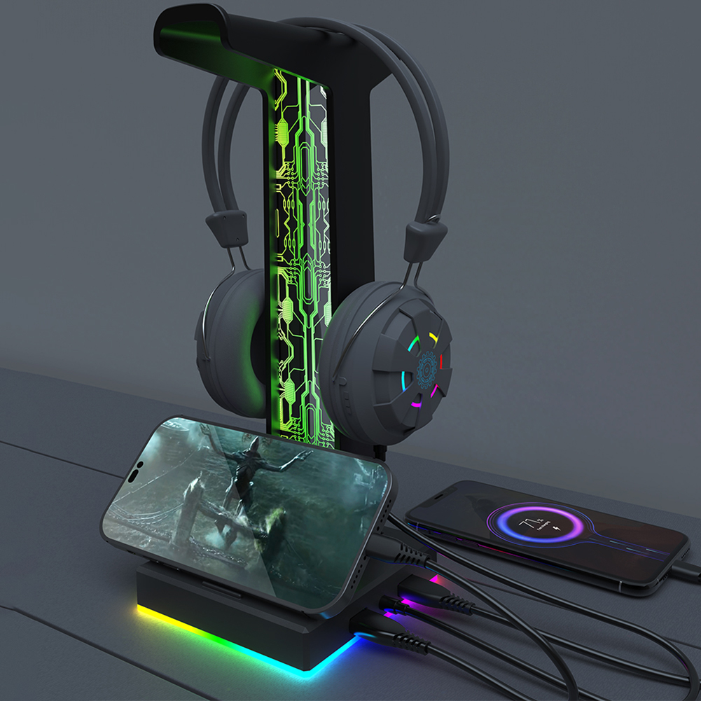 RGB Gaming Headphone Stand Dua - đánh giá và giá Headphone Stand Desk