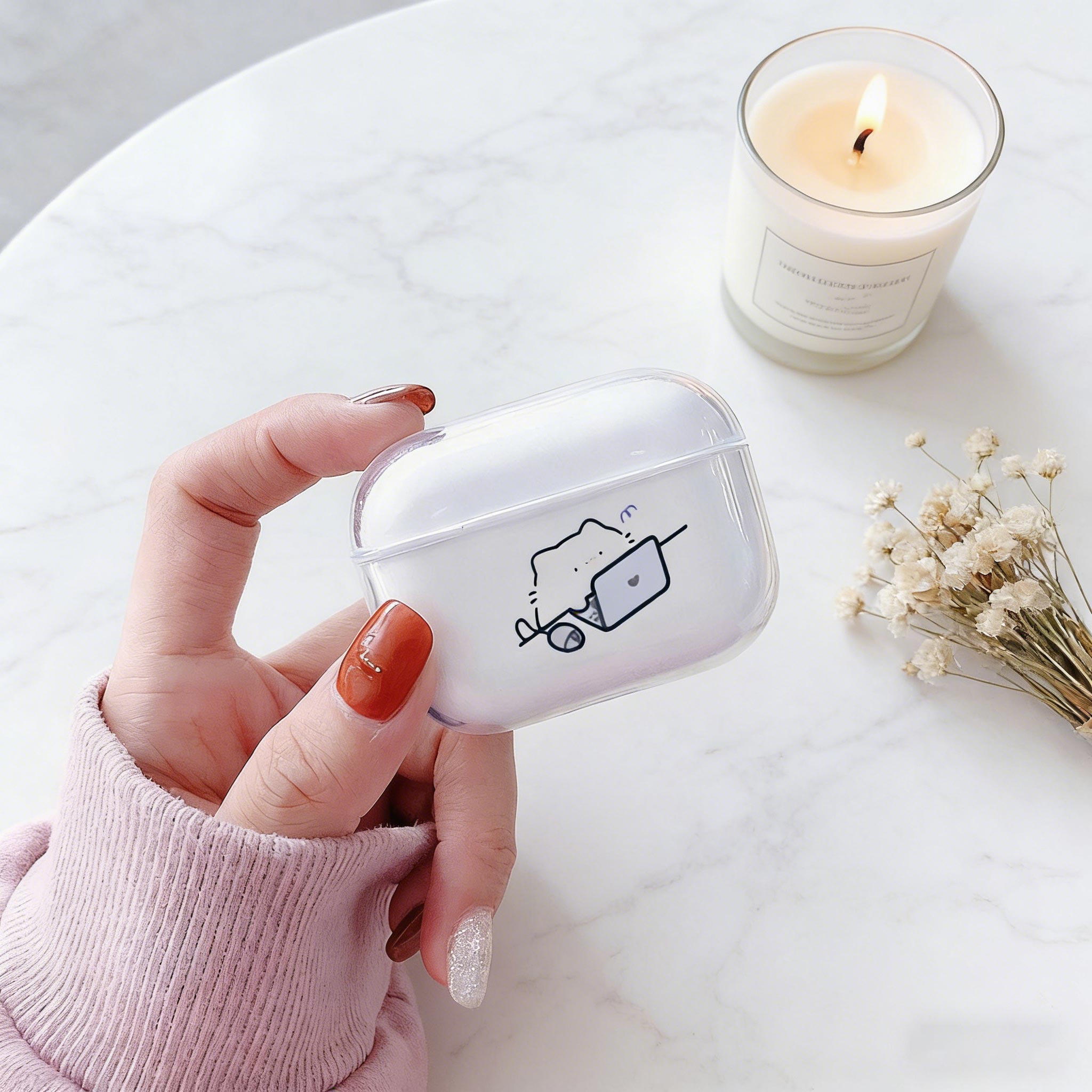 Cute Cat transparent Earphone  - đánh giá và giá Headphone Case Hard