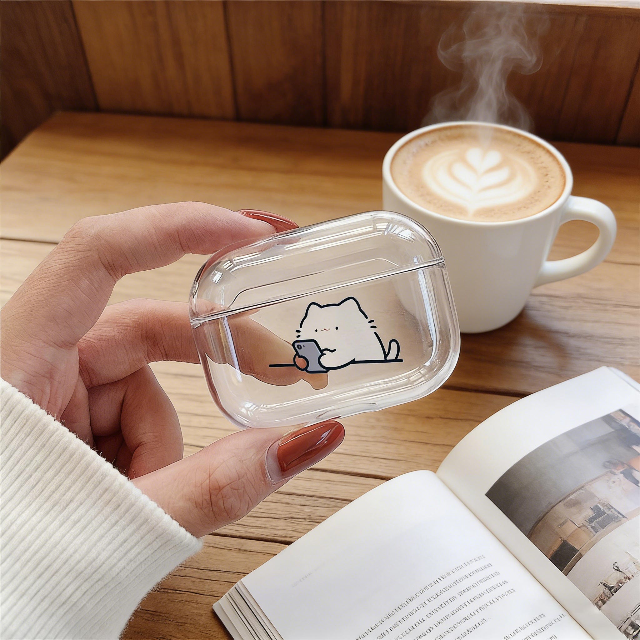 Cute Cat transparent Earphone  - đánh giá và giá Headphone Case Hard